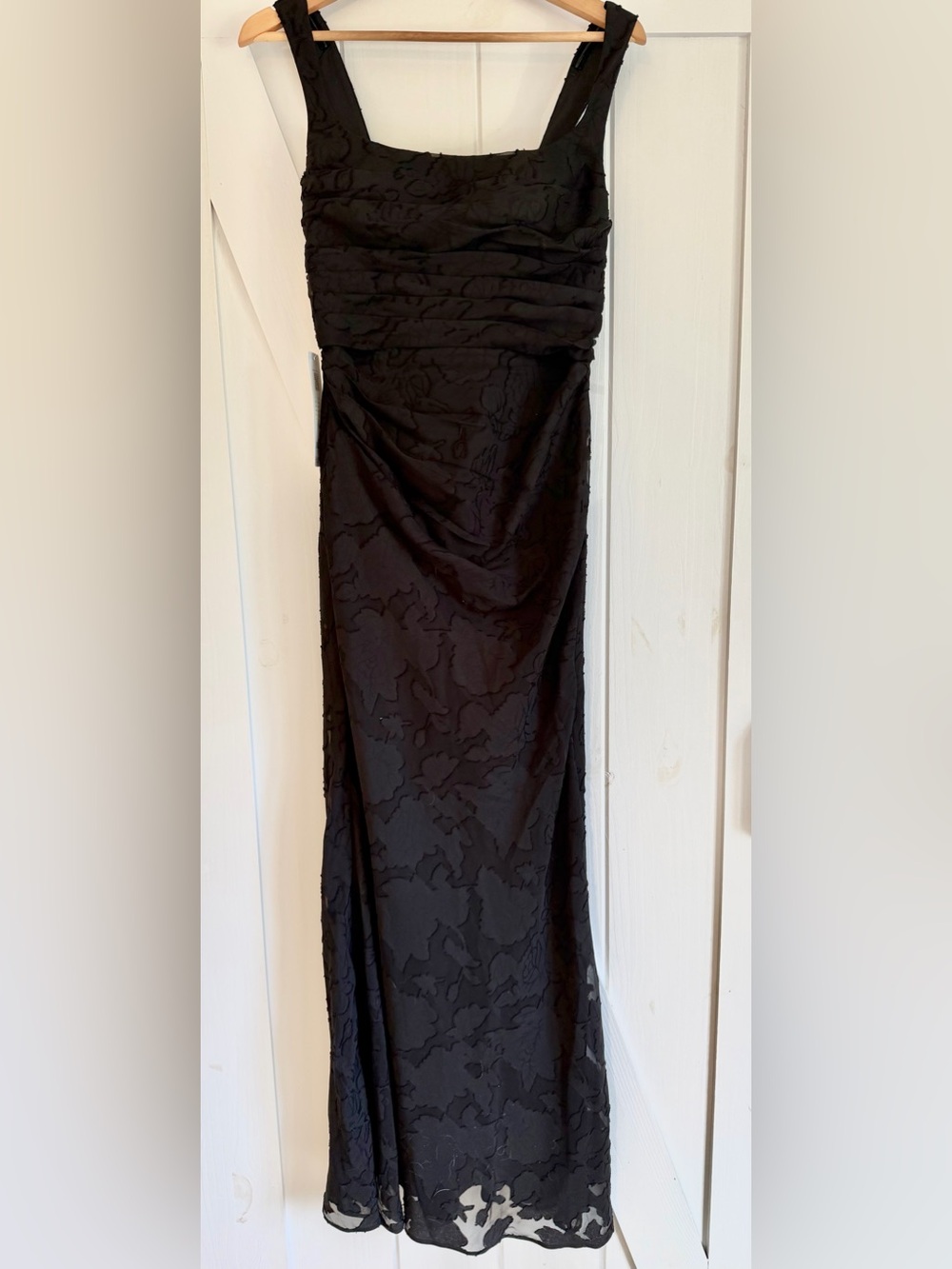 NWT Azazie Agustina Black Floral Burnout Maxi Dress